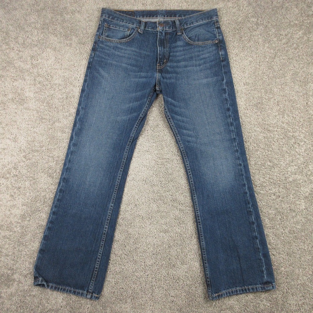 Levis Jeans Mens 34x30 Blue 527 Slim Bootcut Western Cowboy Faded Denim Pants